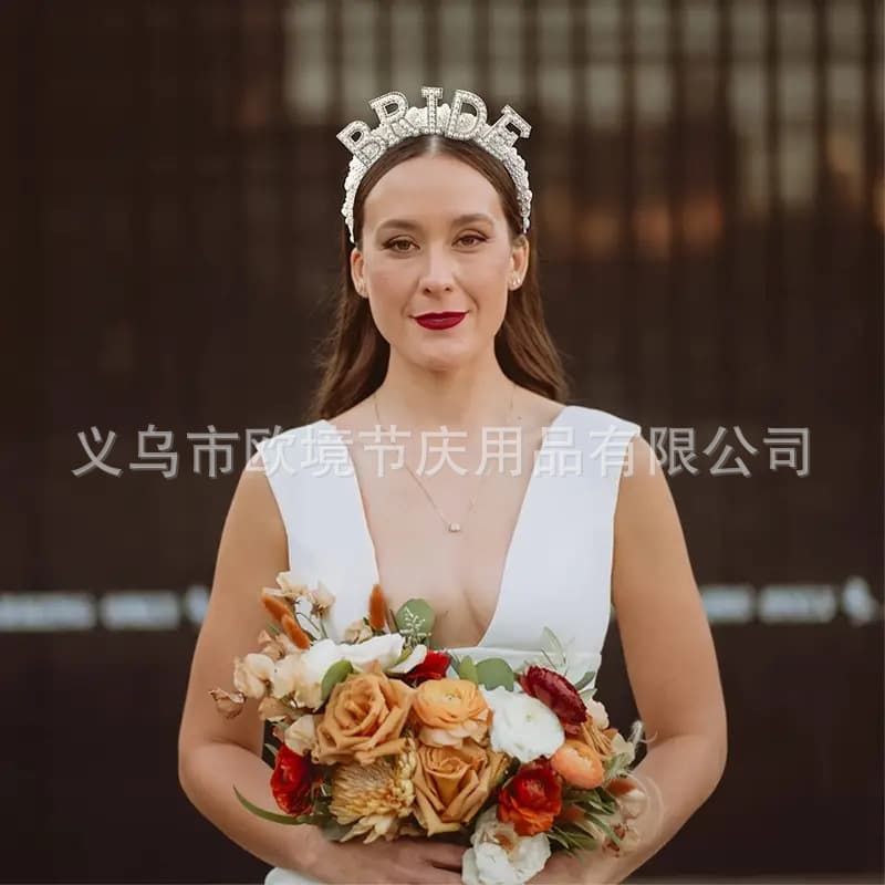 New European and American Best-Selling Pearl Letter Wide-Band Hair Accessory Bride Headband for Weddings