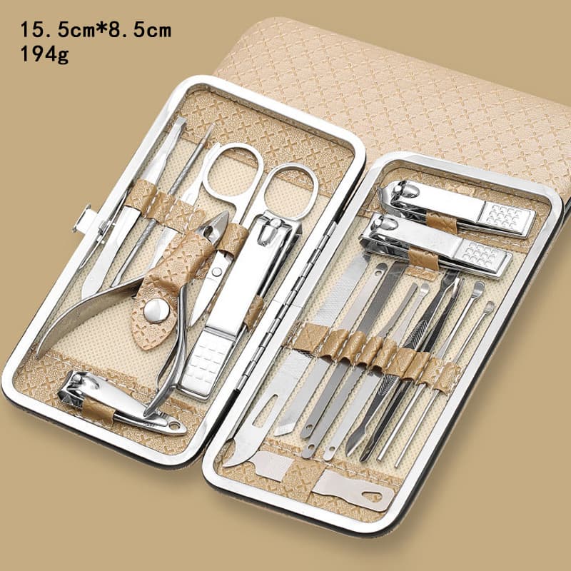 19-Piece Nail Clipper Set with Ingrown Toenail Clippers, Slant Nose Pliers, Ear Picks, Full Set of Tools for Men and Women Home Use