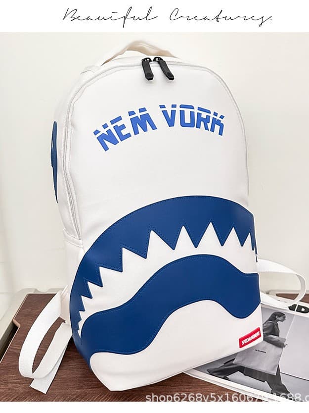 Cross-border Shark Streetwear Graffiti Backpack SG Style Casual Backpack Large Capacity Student Bag Street Trendy Backpack