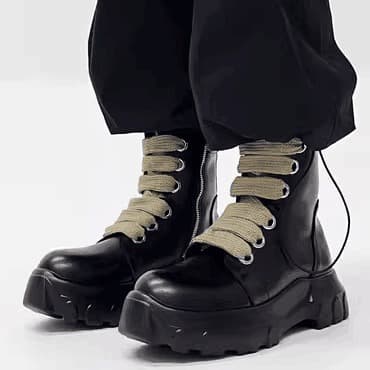 RO Martin boots, men's side zipper, British punk retro riding motorcycle boots, European and American style thick-soled genuine leather mid-calf hiking boots