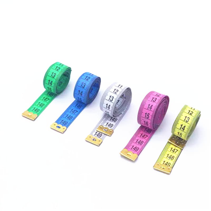 Colorful PVC soft measuring tape, tailor's bust, waist, hip measurement, mini leather measuring tape, sewing ruler, 64-150cm, available for wholesale.