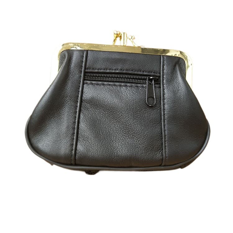 Genuine Sheepskin Women's Coin Purse, Genuine Leather Clasp Coin Purse, PU Leather Soft Touch, Multi-Pocket Clasp Coin Purse