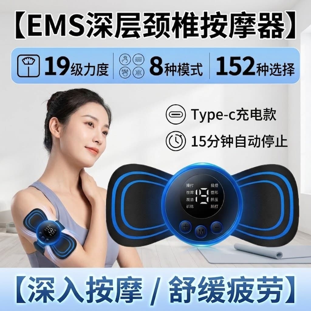 Cervical Pulse Massage Patch EMS Portable Electrotherapy Mini Massager Smart Electric Neck Massager for Shoulder and Neck