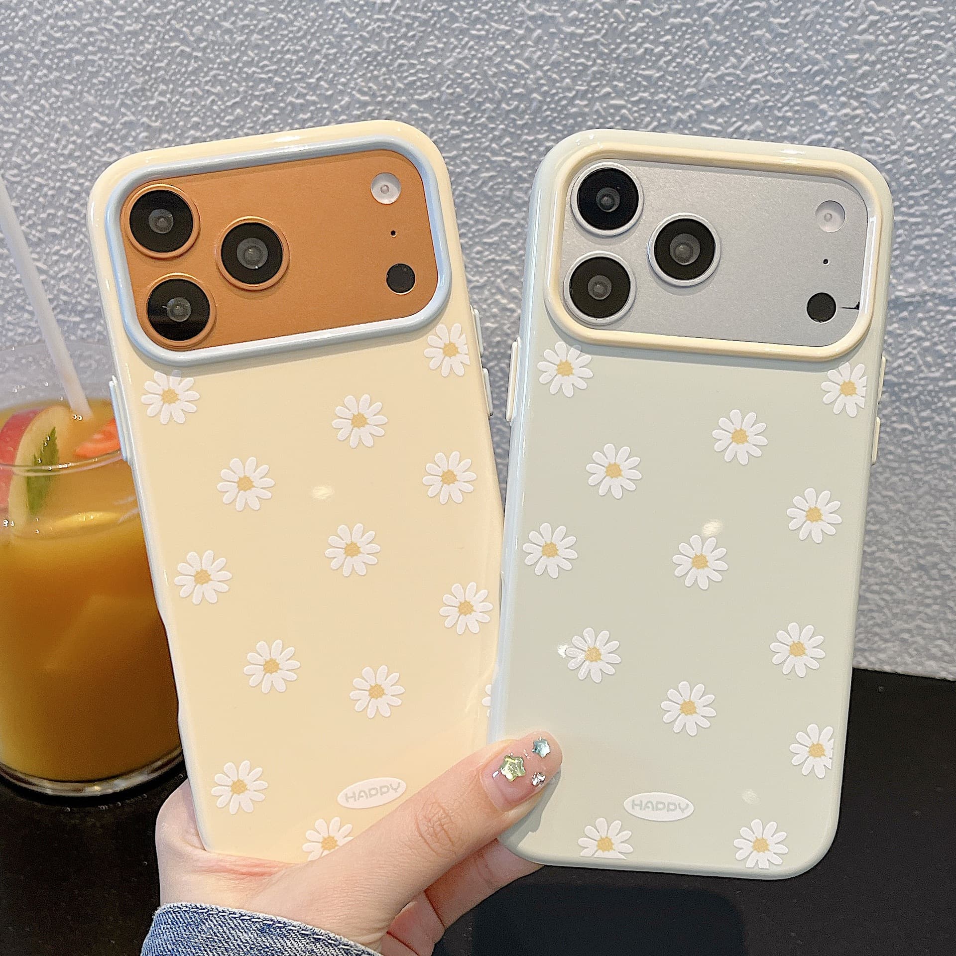 Macaron full screen daisies suitable for Apple iPhone17PM/16Pro/13/14 mobile phone case protective cover 15