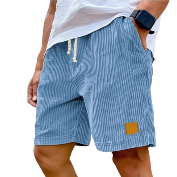 2025 European and American cross-border Amazon new men's retro logo corduroy fashion lace-up casual shorts