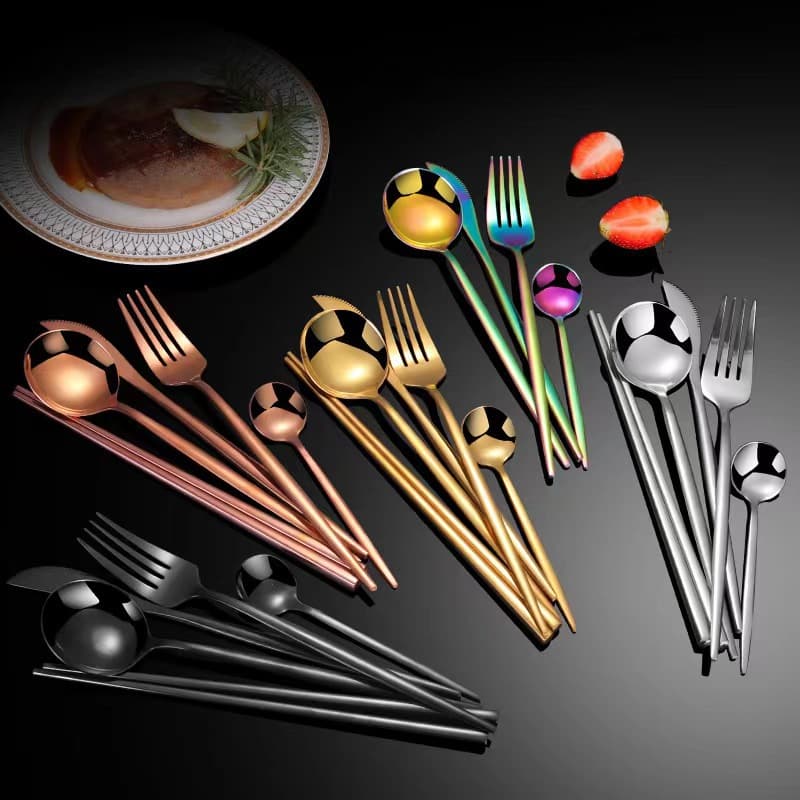 304 Stainless Steel Knife Fork Spoon Hotel Restaurant Steak Cutlery Set Creative Portuguese Tableware Dessert Fork Spoon