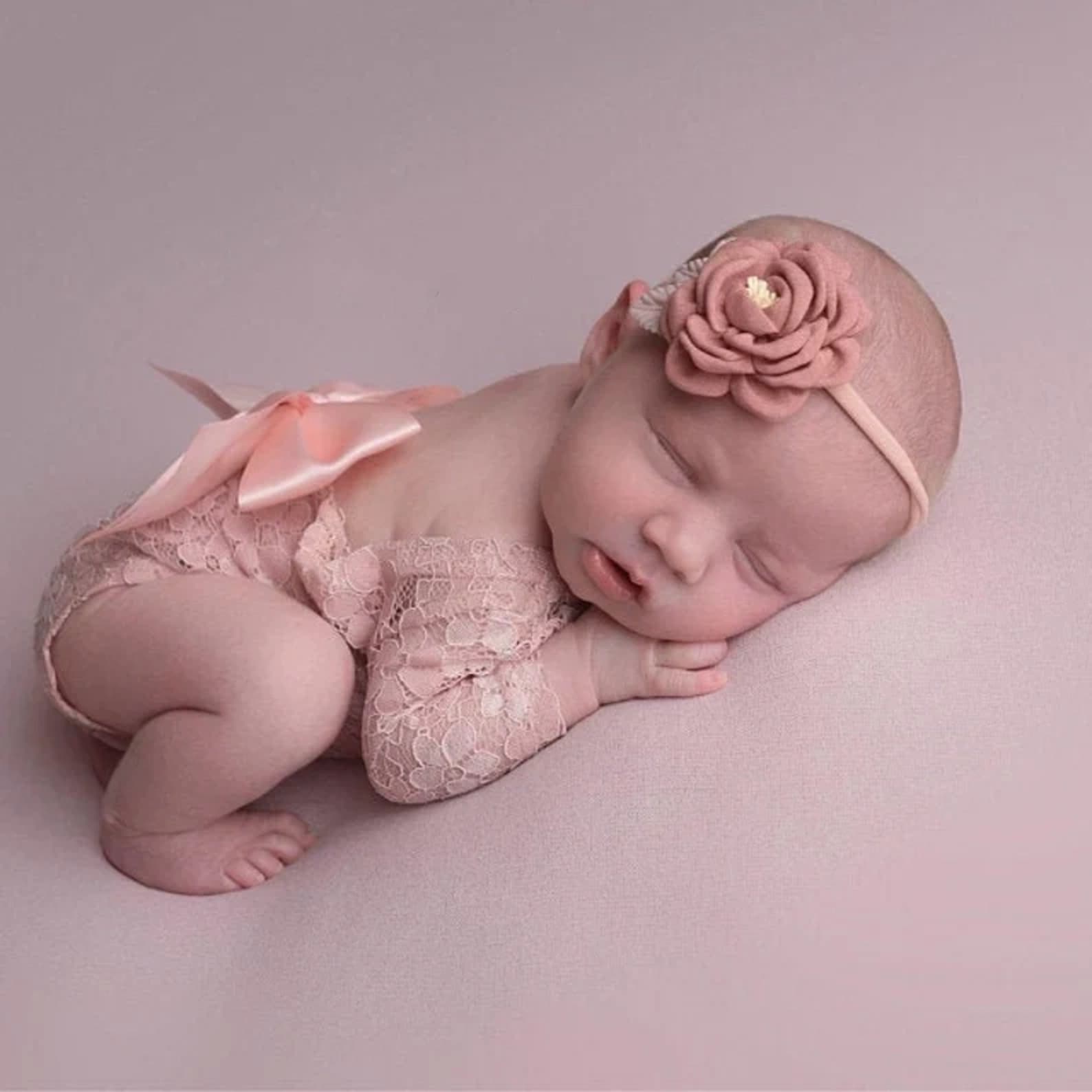 European and American Newborn Lace Photo Outfit Flower Headband Backless Diaper Cover Two-Piece Set Butterfly Bow Photography Costume