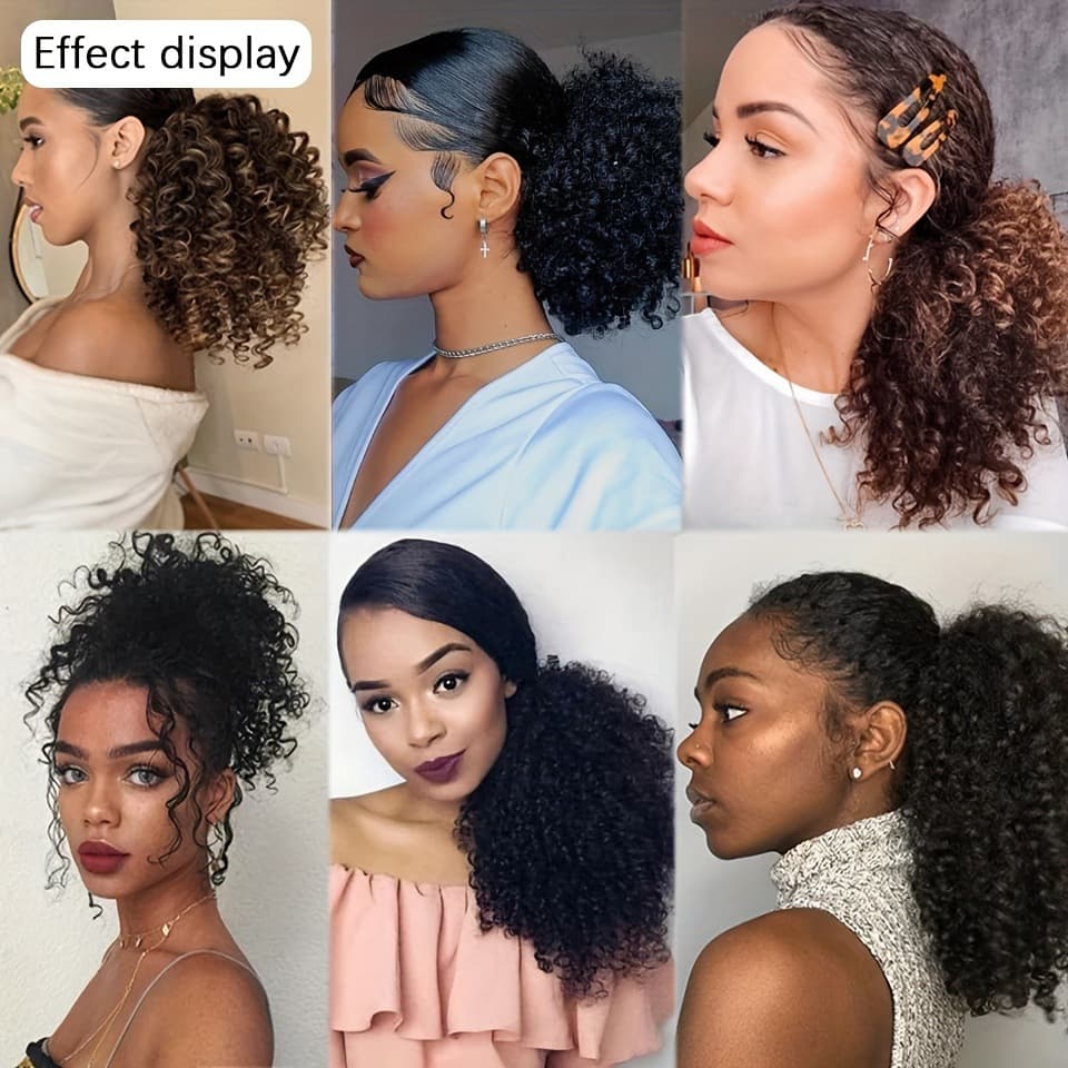 African-Style Screw Curl Hair Ring Wig for Women, Small Curly High Ponytail Synthetic Fiber High-Temperature Silk Hair Ring Wig Wholesale