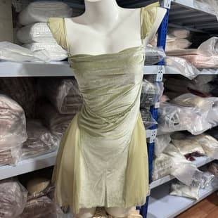 8012 New Sexy Women's Velvet Zhao Lusi Same Style Mesh Ribbon Nightgown Dress Sleepwear