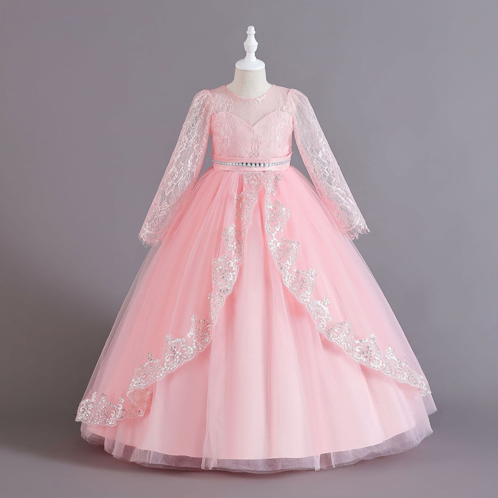 Best-selling Long-Sleeve Kids' Formal Dress Flower Girl Princess Gown for Girls, Premium Christmas Wedding Dress Girl Dress