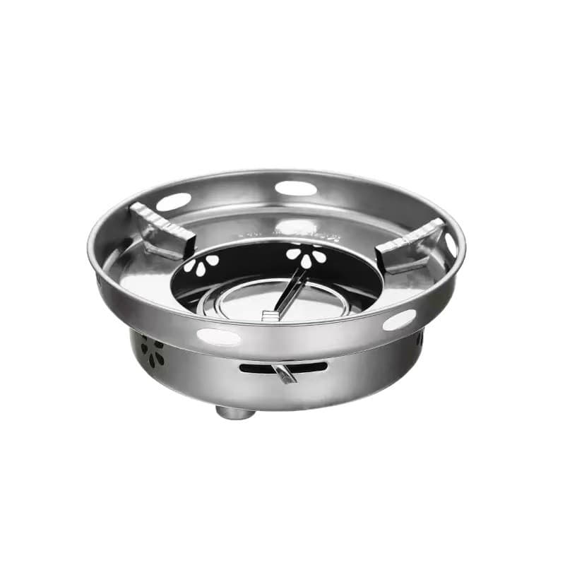 Thickened Stainless Steel Windproof Alcohol Stove Small Hot Pot Liquid/Solid Fuel Adjustable Flame Home/Outdoor/Dorm Use