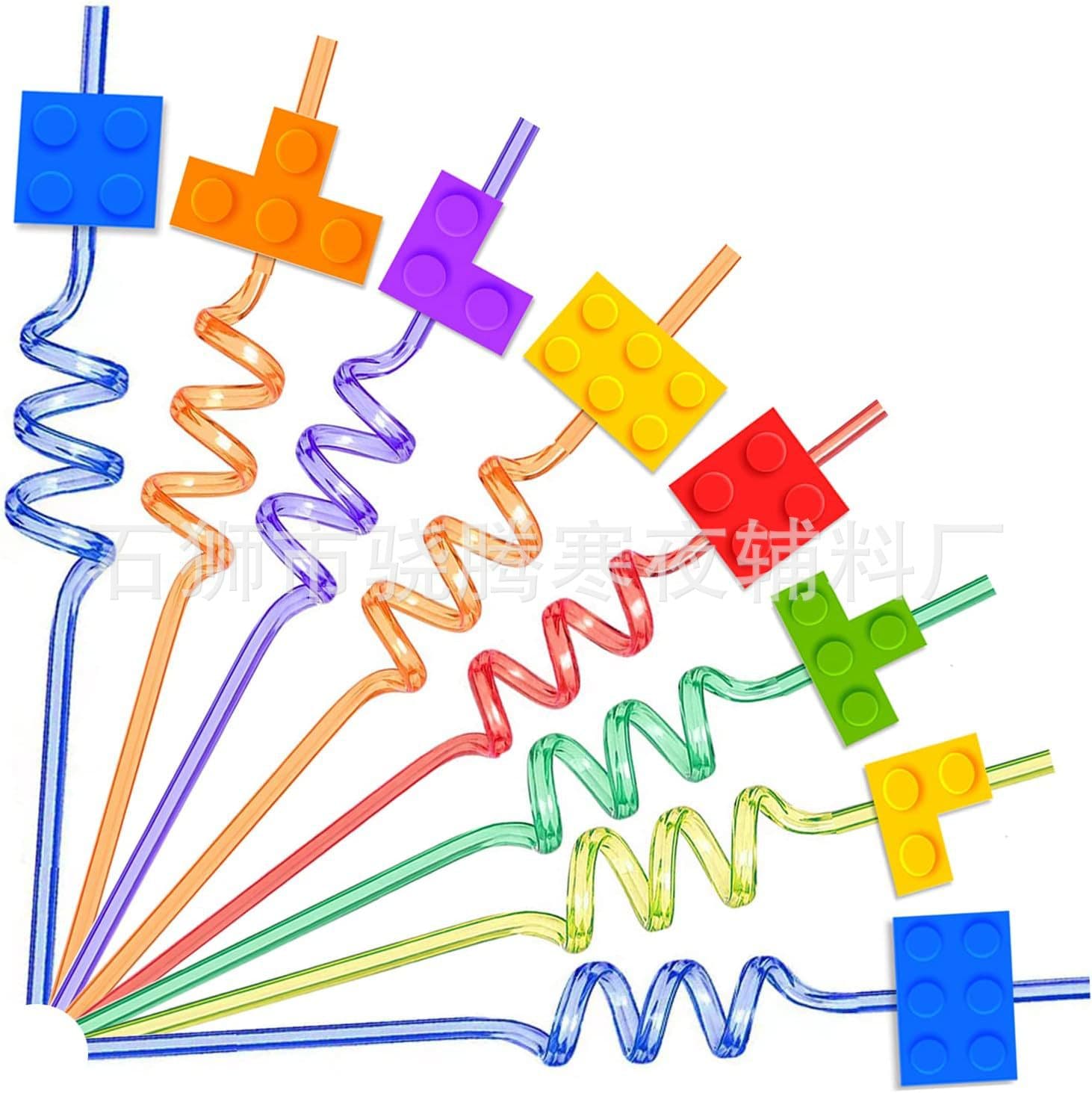 New Creative Tetris Bar Party Biodegradable Plastic Multi-color Spiral Straws, Factory Direct Wholesale
