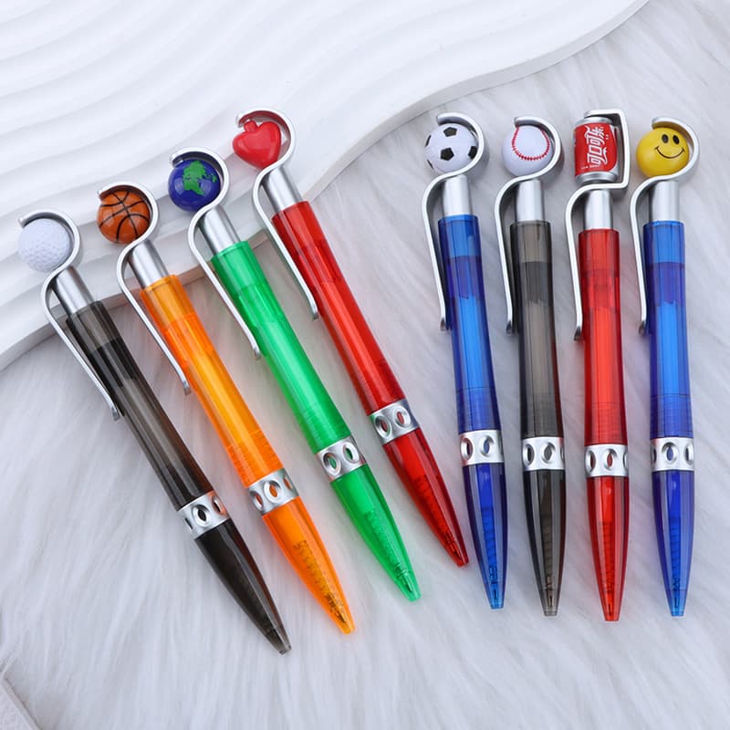 Soccer Ball Shaped Retractable Ballpoint Pen, Cartoon Plastic Click Pen, Promotional Pen, Office Pen, Custom Logo Available