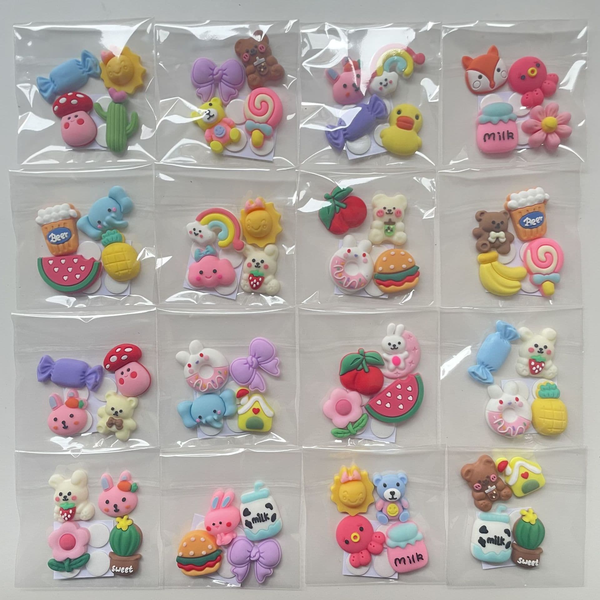 3D cute cartoon stickers for water bottles and thermos cups, DIY refrigerator magnets, mobile phone stickers, 3D resin clips wholesale.