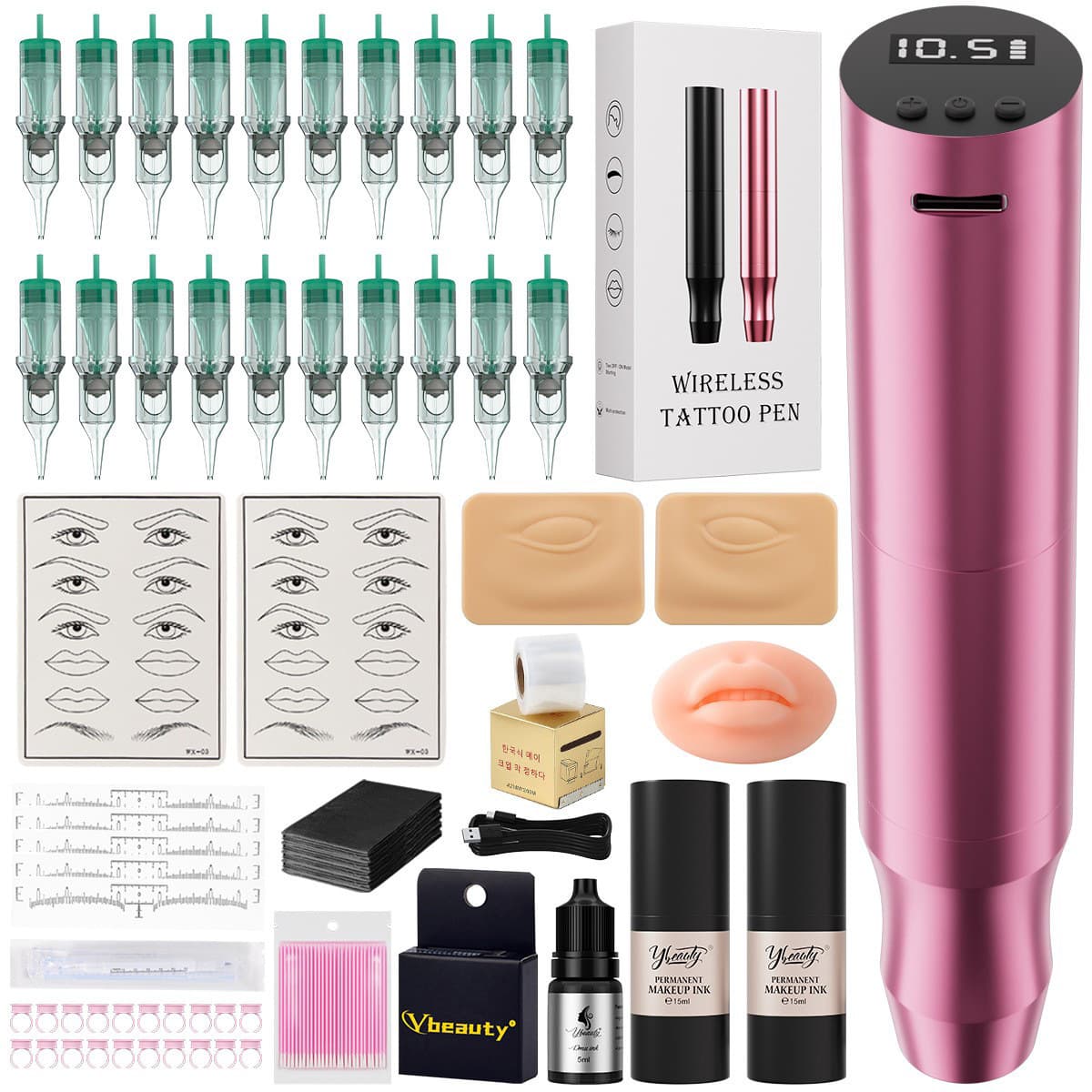 P10 Fully Disposable Permanent Makeup Kit Wireless All-in-One Machine Rechargeable Eyebrow Tattooing Beauty Multifunctional Tool Tattoo Practice