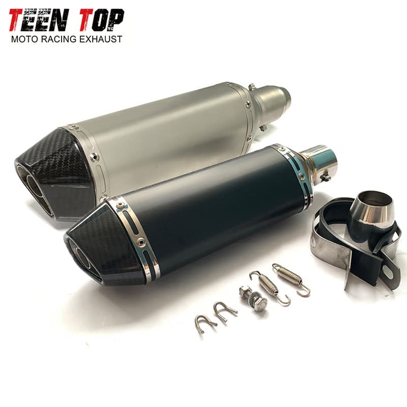 51mm carbon fiber large hexagonal exhaust tail section scooter GY6125 exhaust pipe with silencer large displacement
