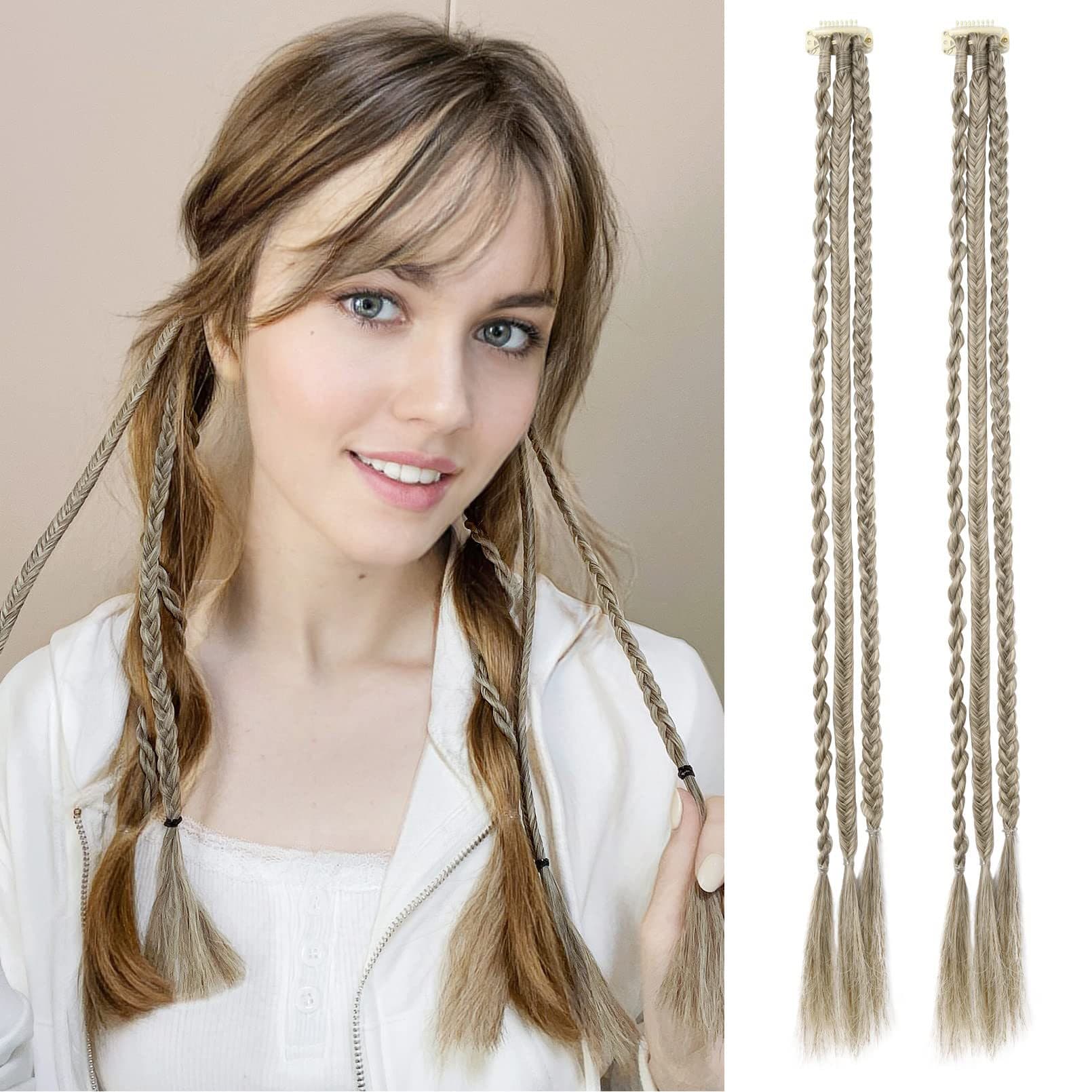 European and American braided wig for women, three-strand braid hair extension piece, natural simulated twist braid, fashionable drop braid