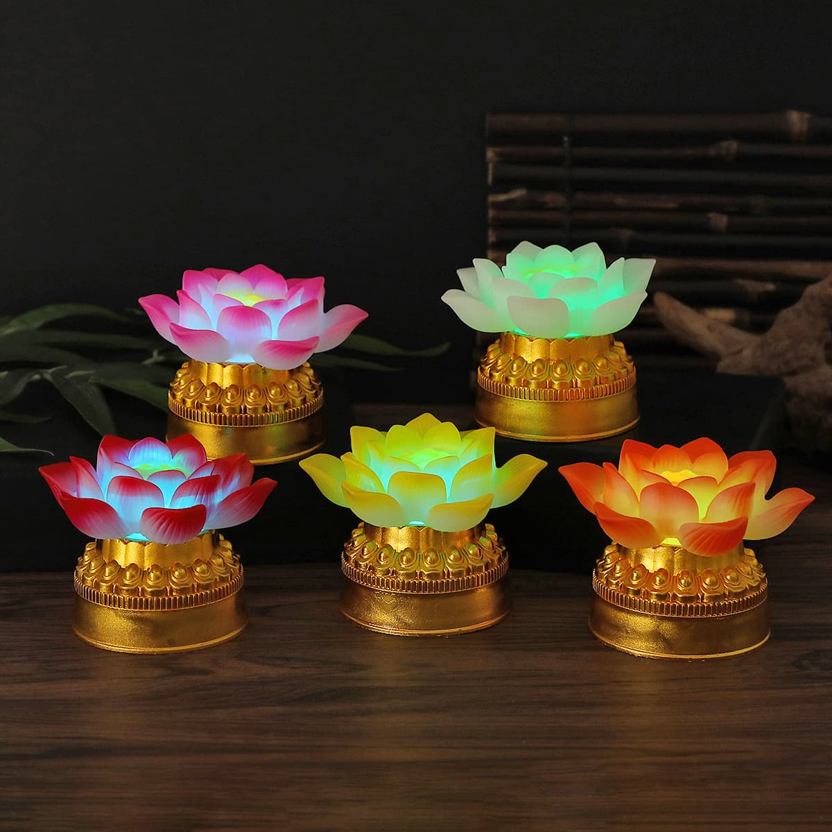 Lotus Lamp LED Buddha Offering Eternal Lamp Multicolored Lotus Flower Lamp Buddhist Supplies for Home Temple Buddha Offering
