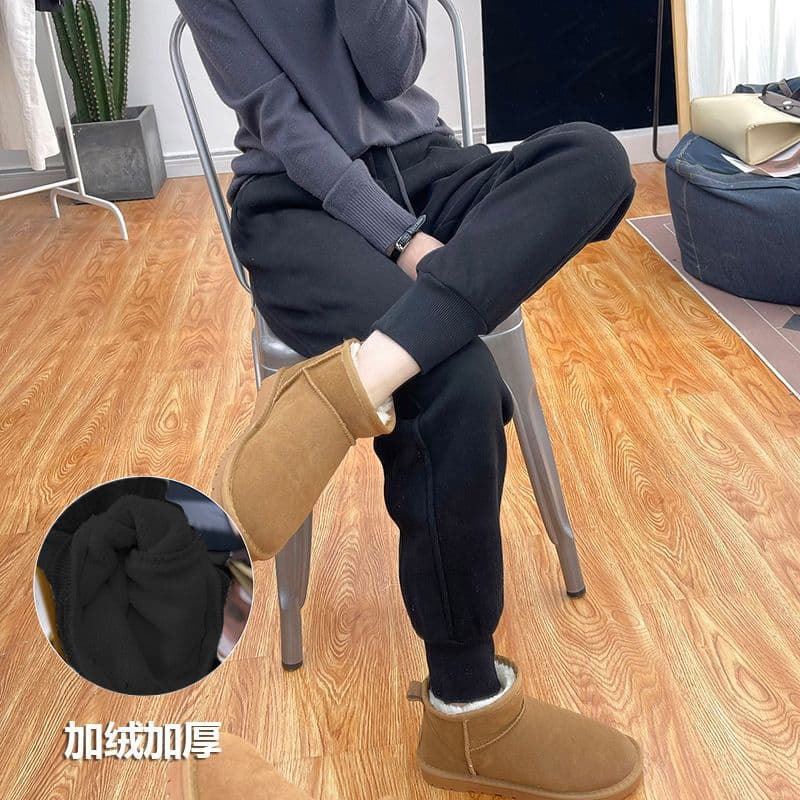 Women's Spring and Autumn Style Korean Style Jogger Leg Casual Pants High Waist Loose Fit Sweatpants Fleece Lined Thick Harem Pants