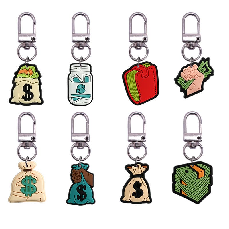 New US Dollar PVC Soft Rubber Keychain Cross-Border Platform Spot Supply Amazon Hot Selling Key