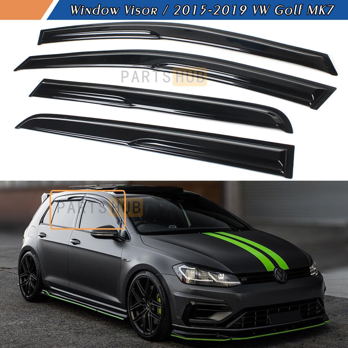 Compatible with 2015-2019 VW MK7 Golf7 R GTI Window Visors Rain Guards