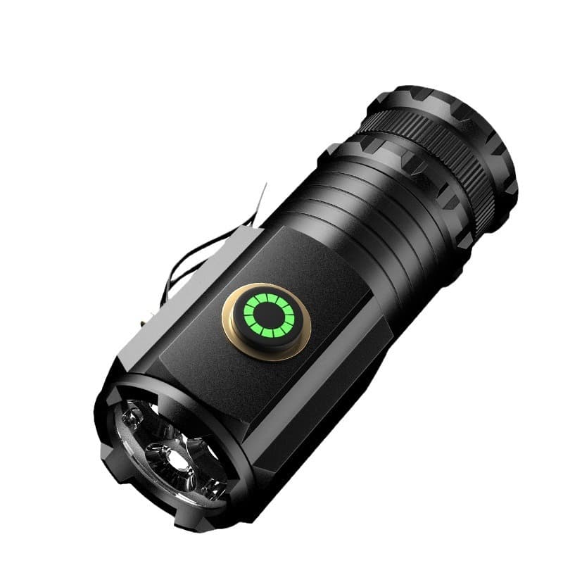 Cross-border Mini Multifunctional Hand-crank Flashlight, High-brightness Portable Super Bright with Display, Type-C Charging, Three-eye Flashlight