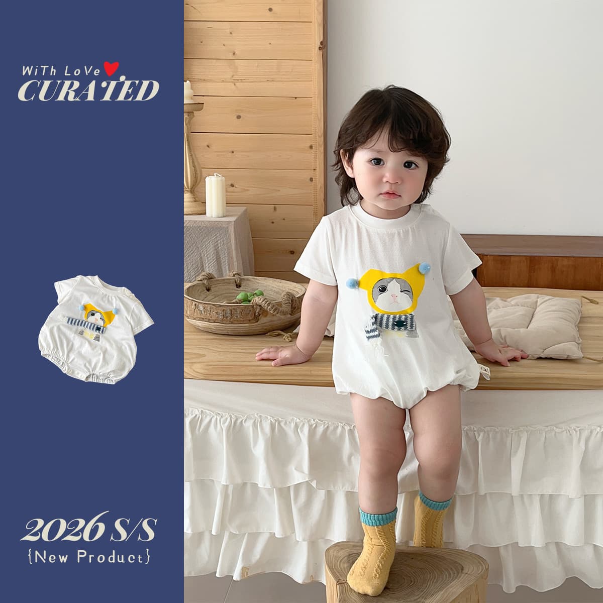Baby boy's summer simple jumpsuit, children's cartoon bag, infant and toddler hoodie, boy's breathable outdoor crawl suit