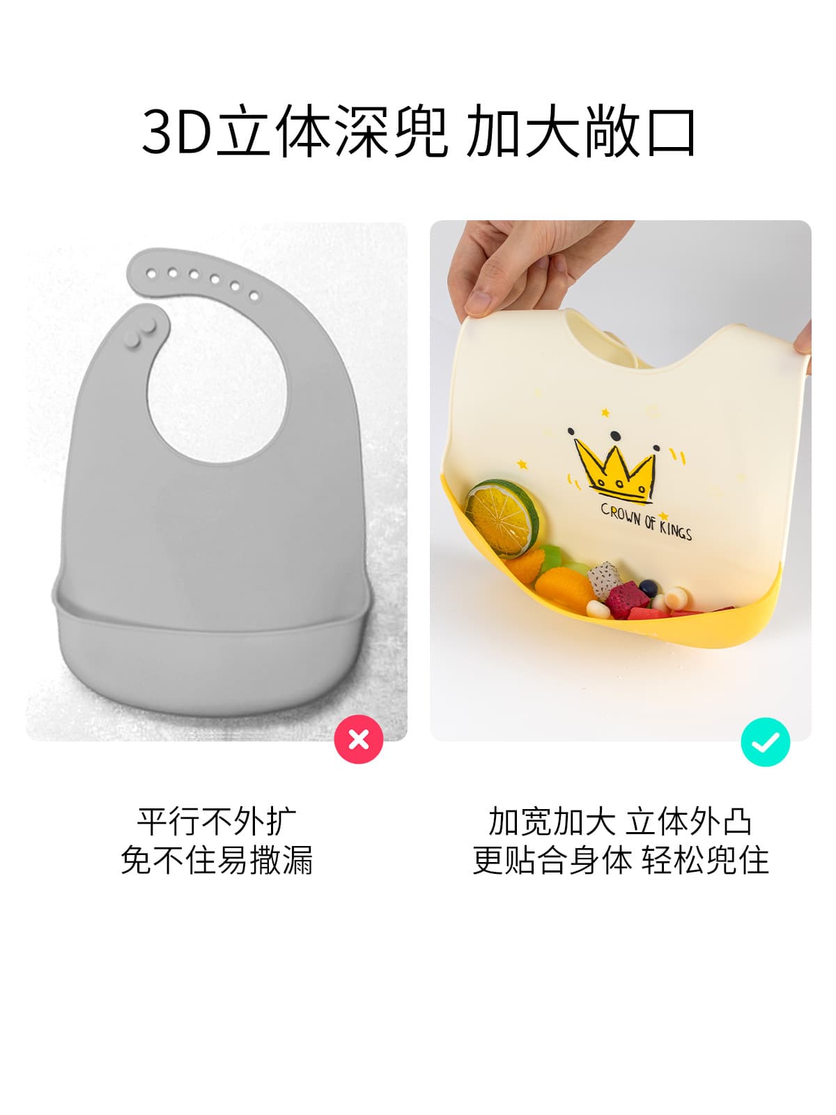 INS Food-Grade Silicone Baby Bib for Eating, Waterproof and Stain-Proof Drool Bib for Toddlers, Summer