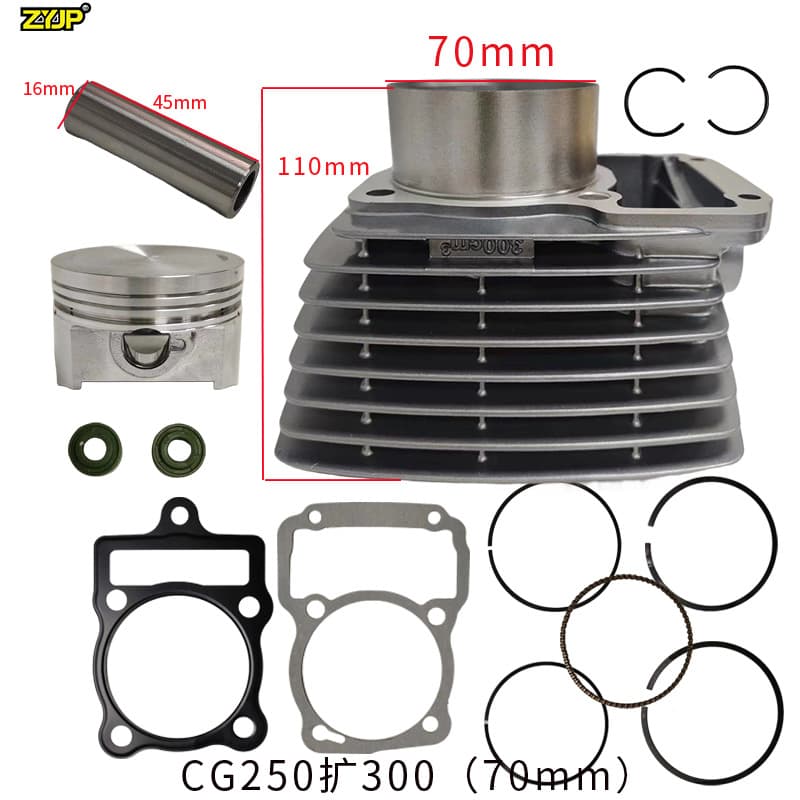 Motorcycle Engine Cylinder Kit 70mm Piston for Zongshen CG300 CG250 16mm Pin