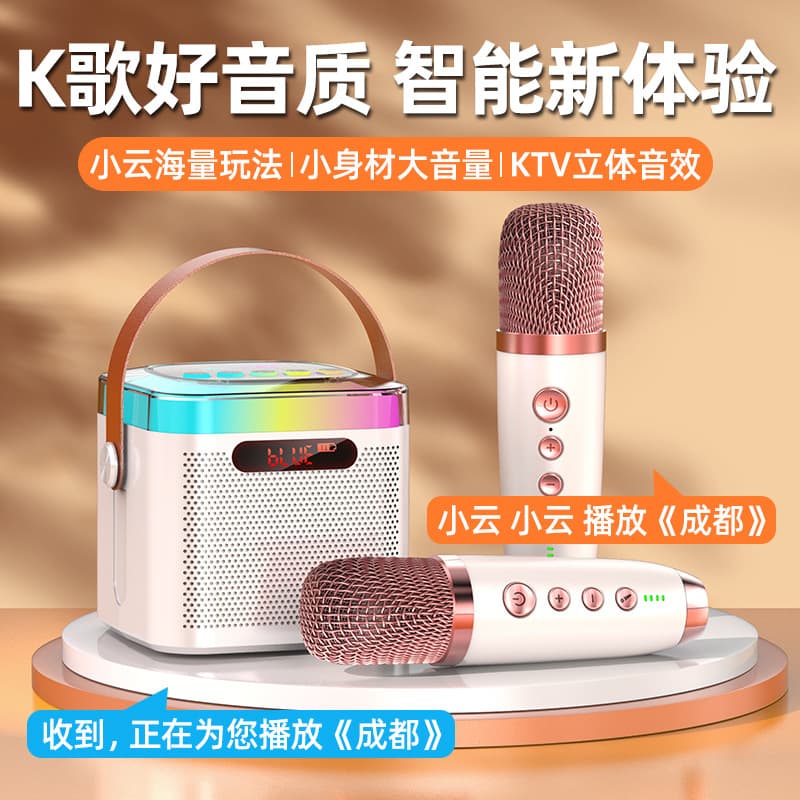 Microphone Speaker All-in-One Home Set Portable Mic Speaker Wireless Bluetooth National Karaoke for Children's Family KTV