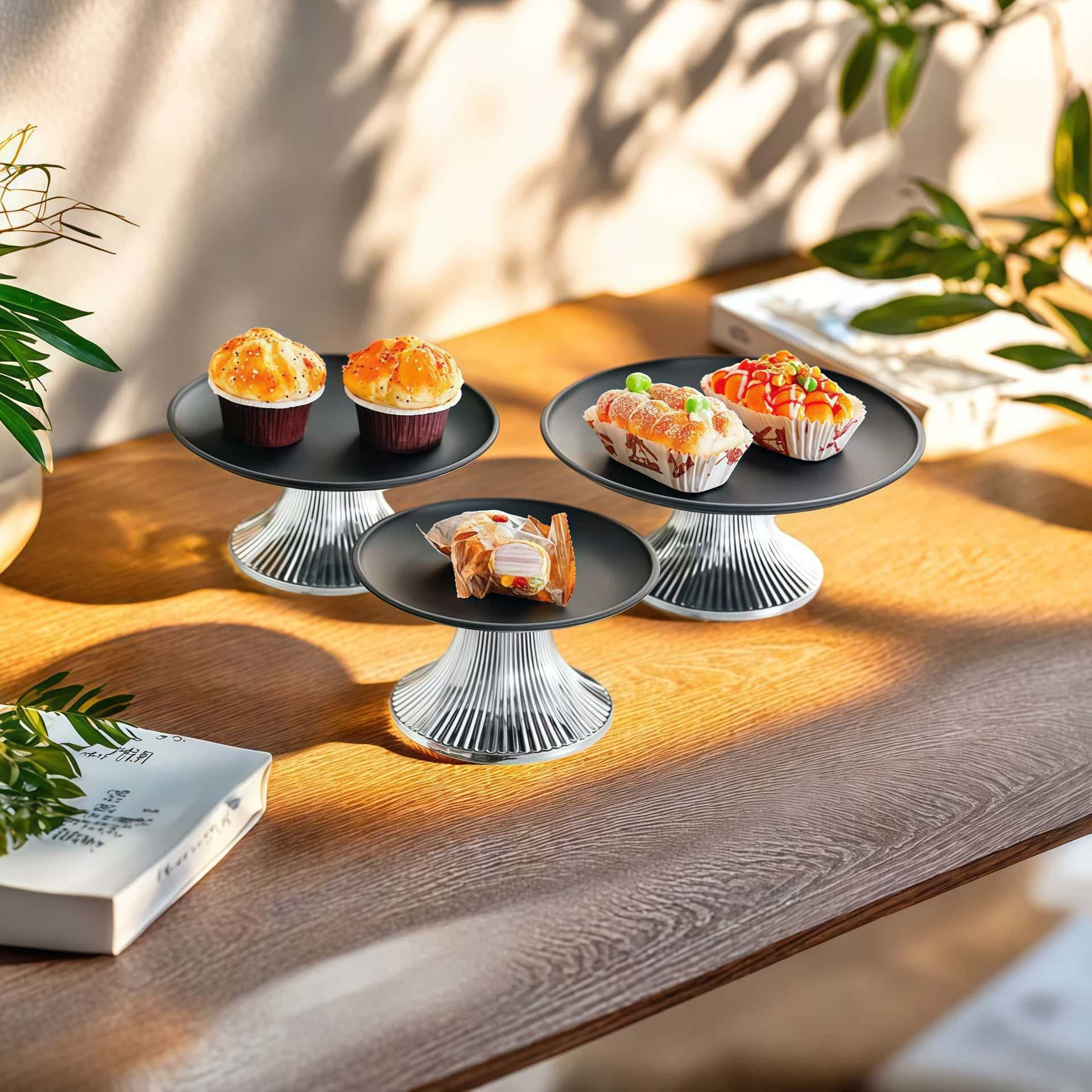 Tall Non-Slip Stainless Steel Cake Stand Creative Display Plate Dessert Tray Home Living Room Coffee Table Fruit Tray