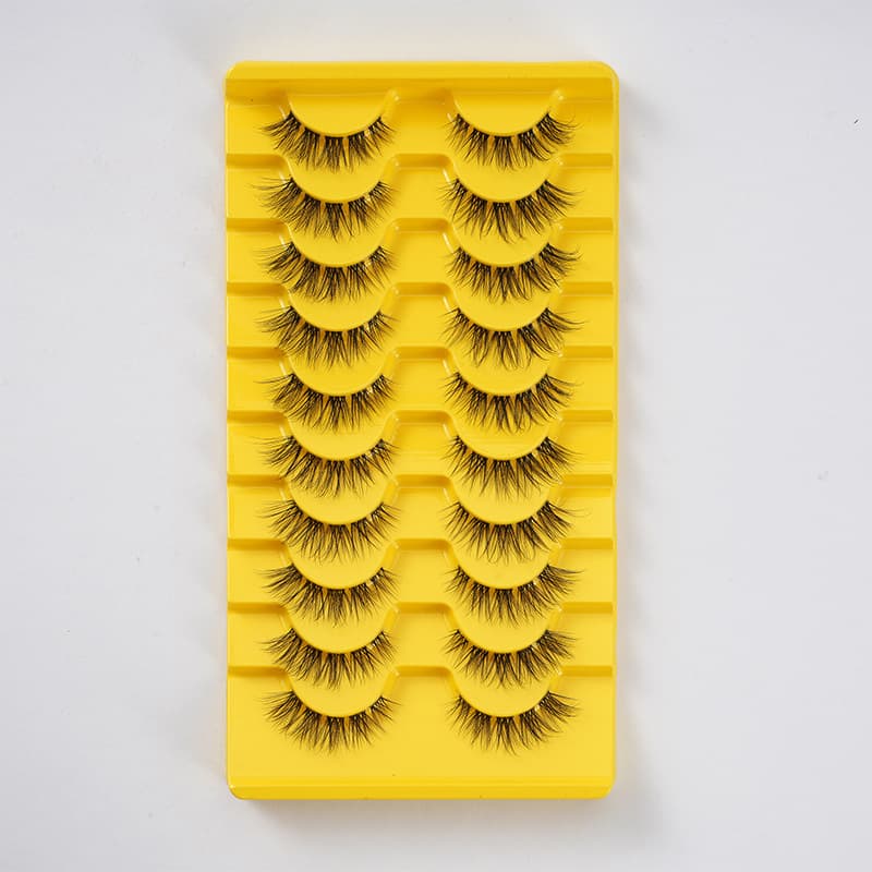 10 pairs of large-capacity eyelashes one-piece false eyelashes wholesale transparent thin stems natural thick smokey eyelashes