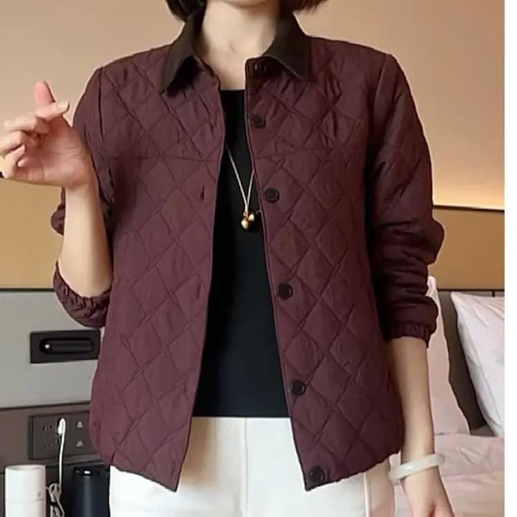 Winter Fashion Mom Light Turn-down Collar Top Warm Cotton Jacket Western Style Youthful Cotton