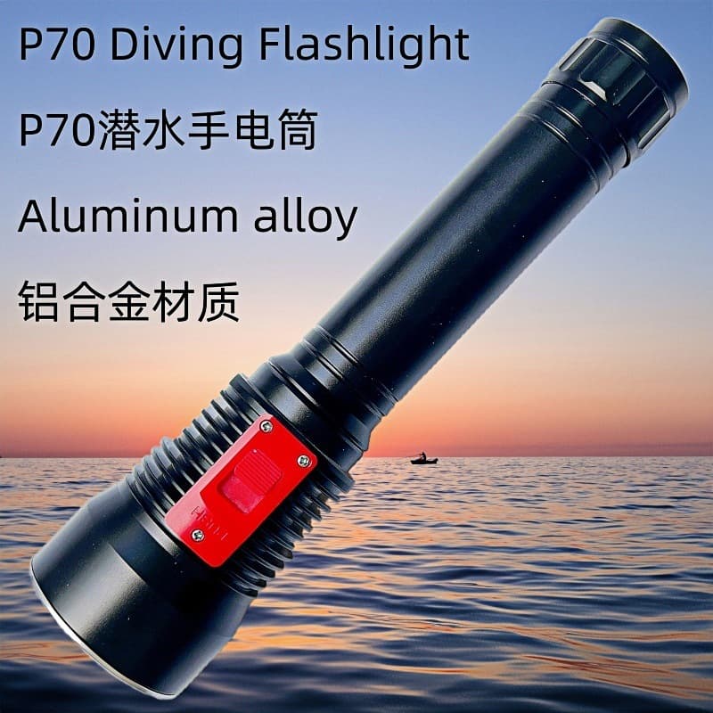 New P70 Diving Flashlight 3000lm Beach Combing Salvage Underwater Lighting Aluminum Alloy 26650 Battery Diving Light