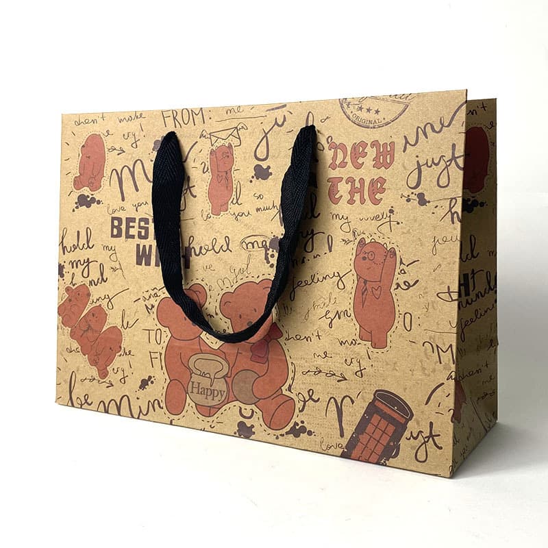 Cartoon Kraft Paper Bag Handbag Gift Packaging Bag Clothing Store Shopping Bag Children's Gift Paper Bag Spot Wholesale