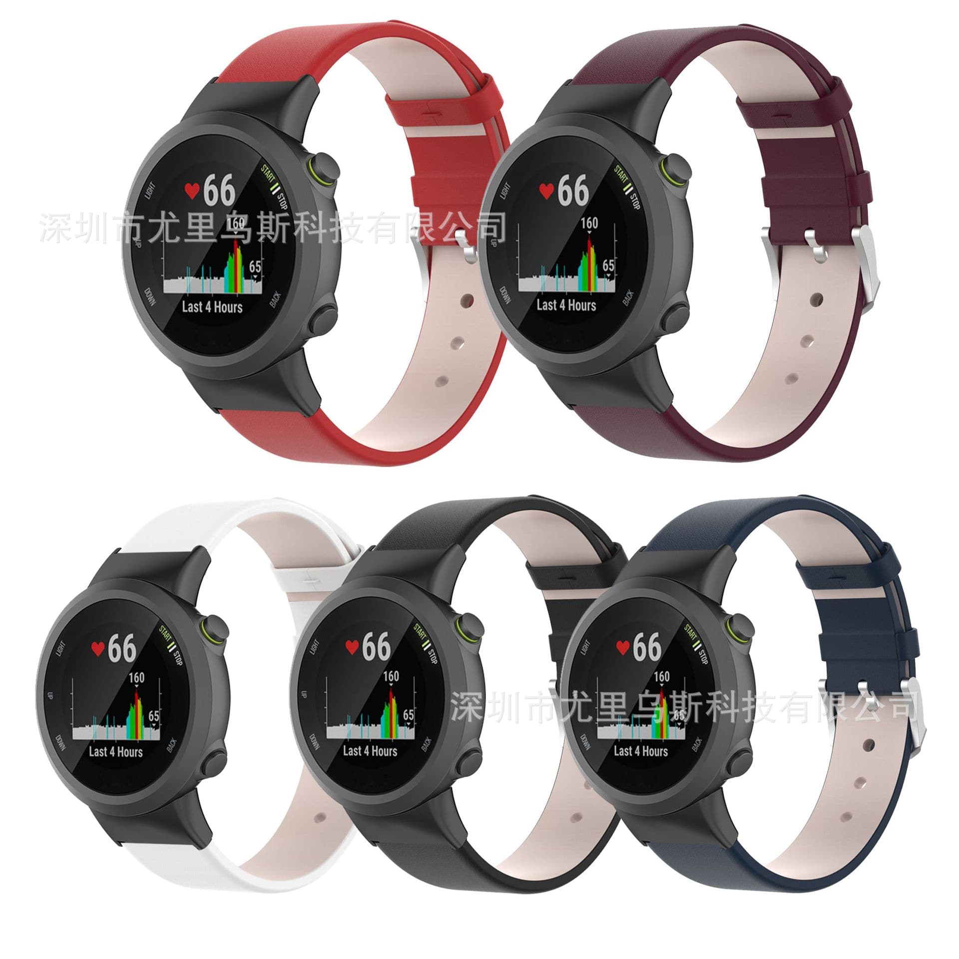 Compatible with Garmin Forerunner 45 45s Swim 2 Genuine Leather Replacement Watch Band Strap