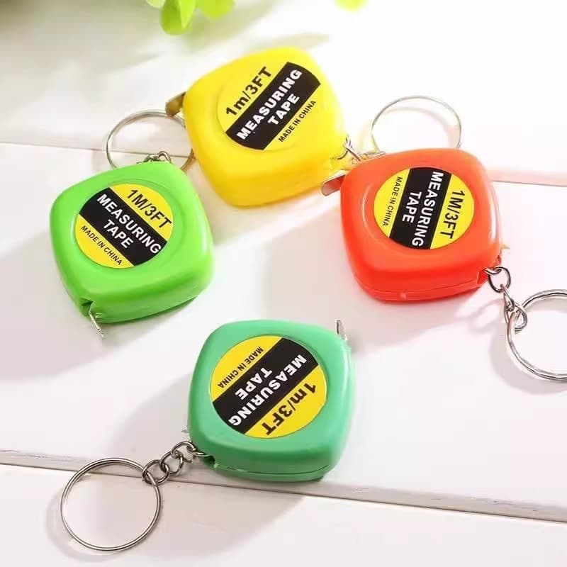 Mini tape measure gift, automatic one-meter retractable portable keychain pull tape with carrying case, household steel measuring ruler