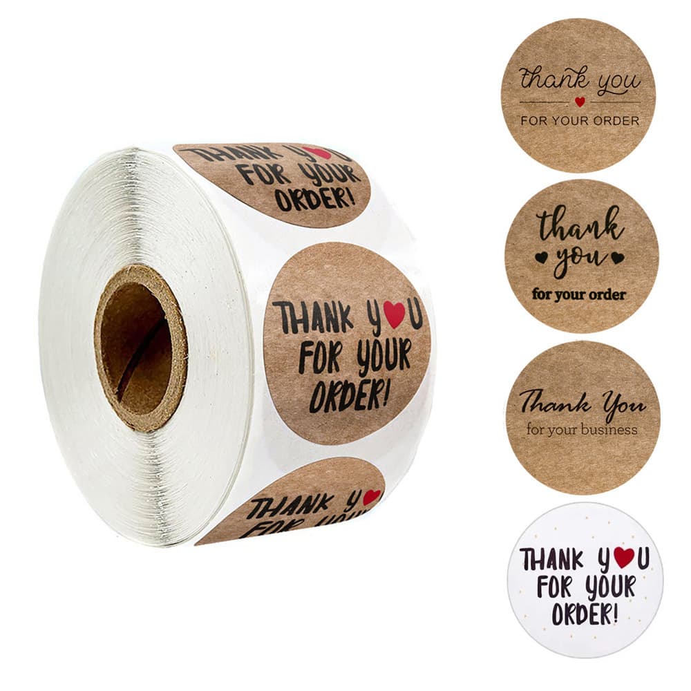 Cross-border wholesale kraft paper thank you for your order sticker gift seal self-adhesive label thank you packaging sticker