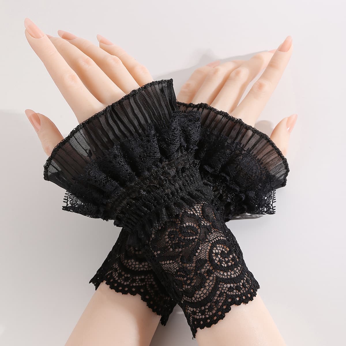 Long Lace Trim Gloves Women Fashion Sexy Thin Breathable Sunscreen Arm Sleeves Lolita Arm Covers Summer