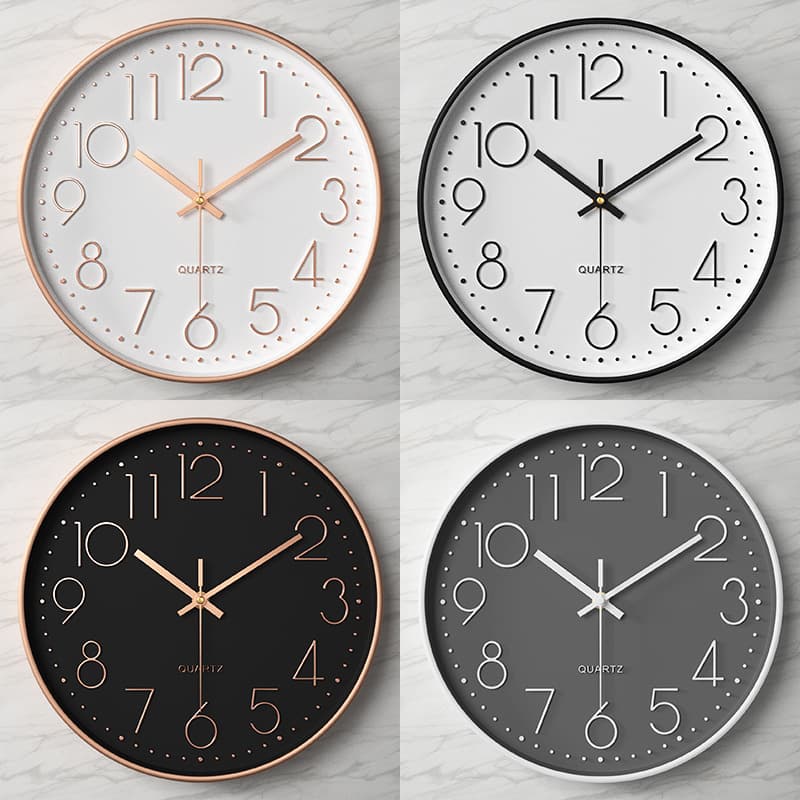 Silent Wall Clock Simple Fashionable Design 12 Inch 30cm Household Use 3D Digital Display Living Room Decoration