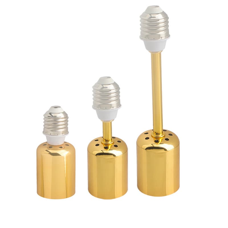 Electrophoretic Gold E27 to E27 Ceramic High Temperature Resistant Extended Lamp Holder Socket Light Fixture DIY Accessories