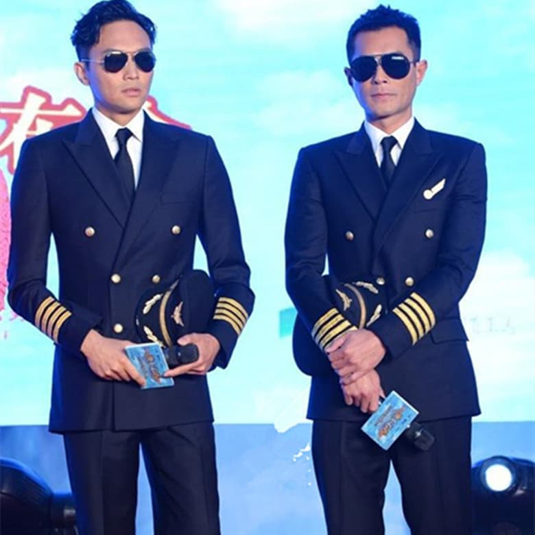 Aviation Captain Uniform Pilot Flight Attendant Air China Student Class Suit Annual Meeting Host Military Style Korean Suit Set for Men
