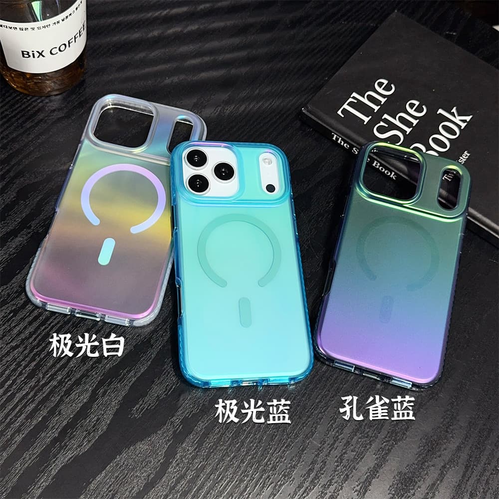 Laser Aurora Gradient Magnetic Case Compatible with iPhone 17 Pro Max, Colorful Apple 17 Iridescent 3D Anti-Drop Phone Case