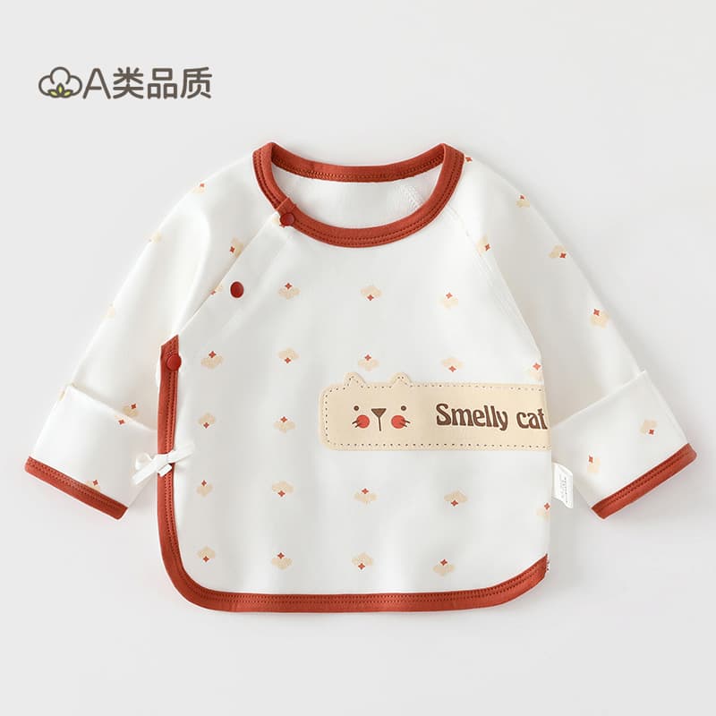 Clearance Class A soft velvet cotton spring and autumn brushed 0-3 months newborn four-season long-sleeved half-back clothing newborn baby clothes