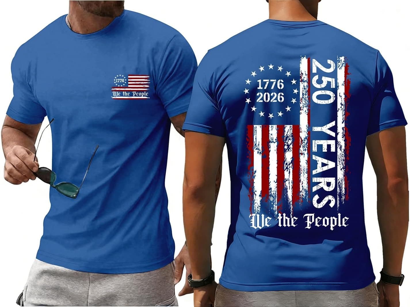 Independent Site European Size 250 Anniversary USA Shirt Men's American Flag T-Shirt