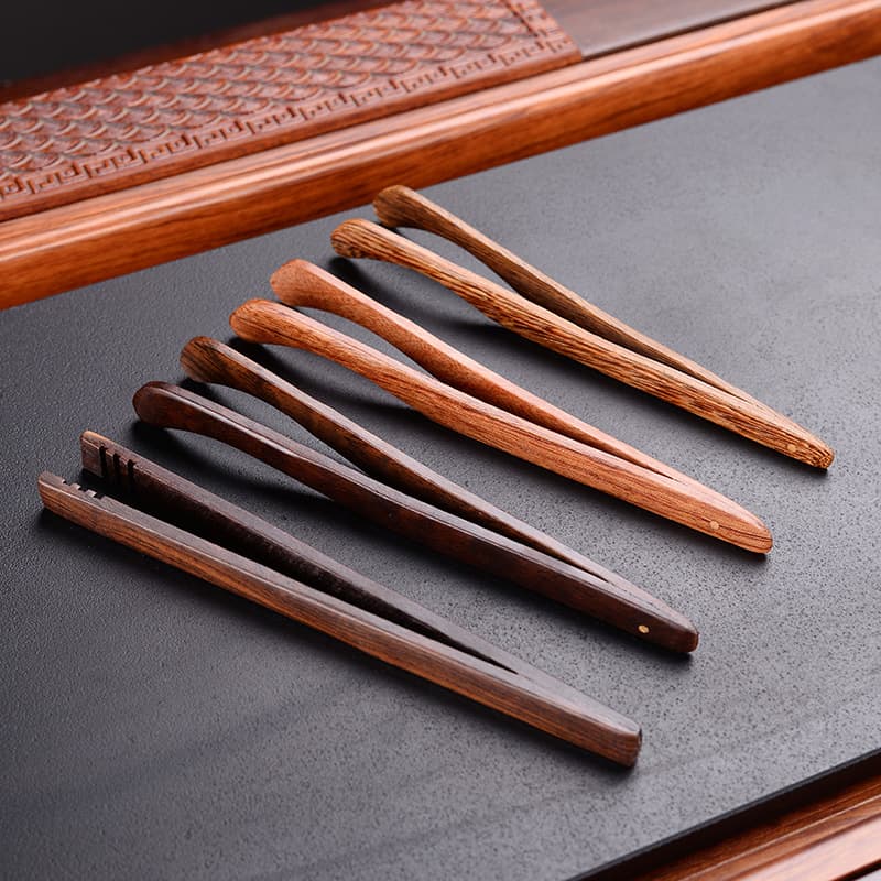 Solid wood tea tongs, heat-resistant straight and curved tongs, ebony and rosewood tongs, cup tongs, tea ceremony accessories, tea tweezers, single piece wholesale