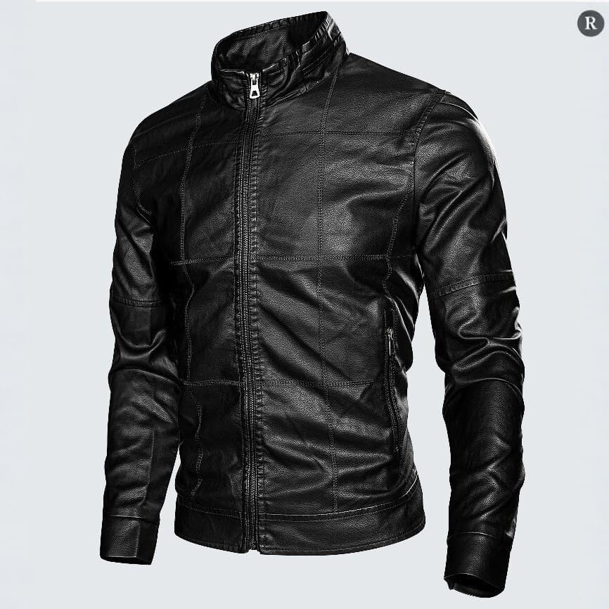 Spring and Autumn Cross-Border European and American Size Stand Collar Leather Jacket PU Leather Jacket Retro Leather Jacket Men's Leather Jacket