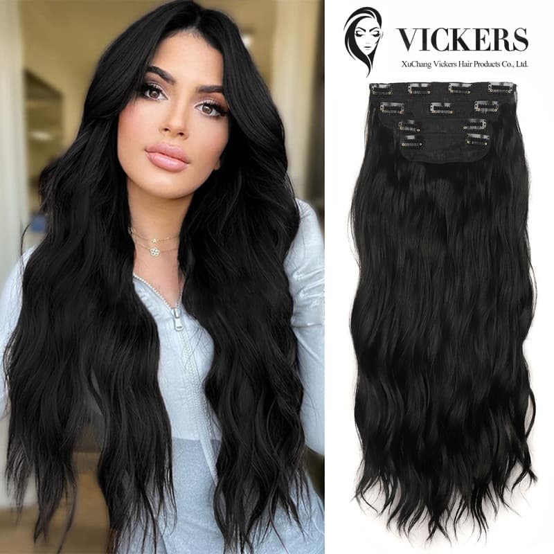 Wig 4-Piece Set Clip-In Curly Wig Set Export Curly Hair Extensions Water Wave Wig 4-Piece Set