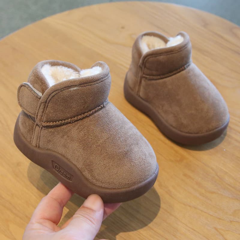 Winter New Style Baby Snow Boots Anti-Slip Unisex Short Boots Children Fleece-Lined Toddler Walking Cotton Shoes Soft-Soled Thick