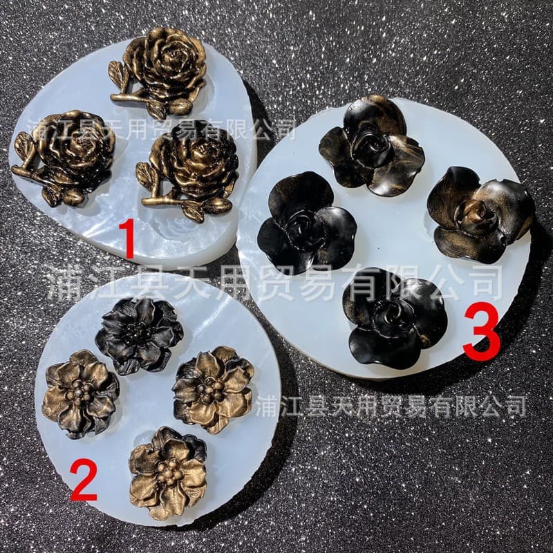 3 Styles 3D Rose Flower Silicone Mold Mirror Finish DIY Resin UV Resin Decoration Polymer Clay Mold